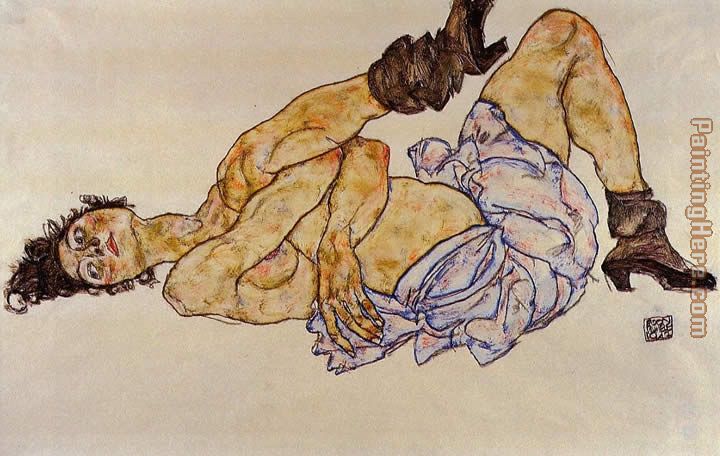 Reclining Female Nude painting - Egon Schiele Reclining Female Nude art painting
